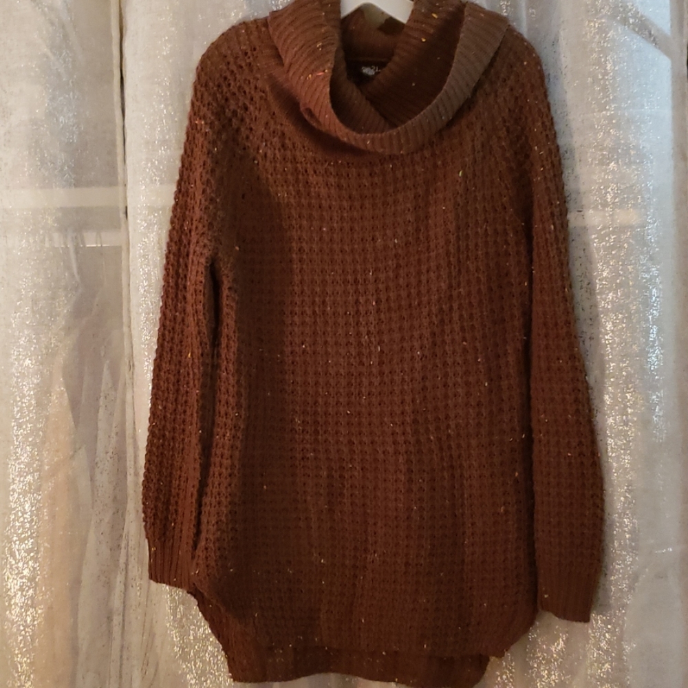 Brown, multicolored speckled sweater
